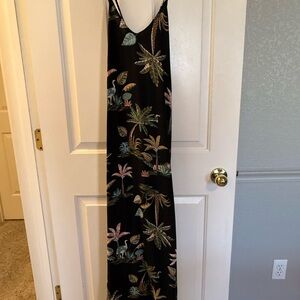 Old Navy Black Tropical Print Maxi Dress